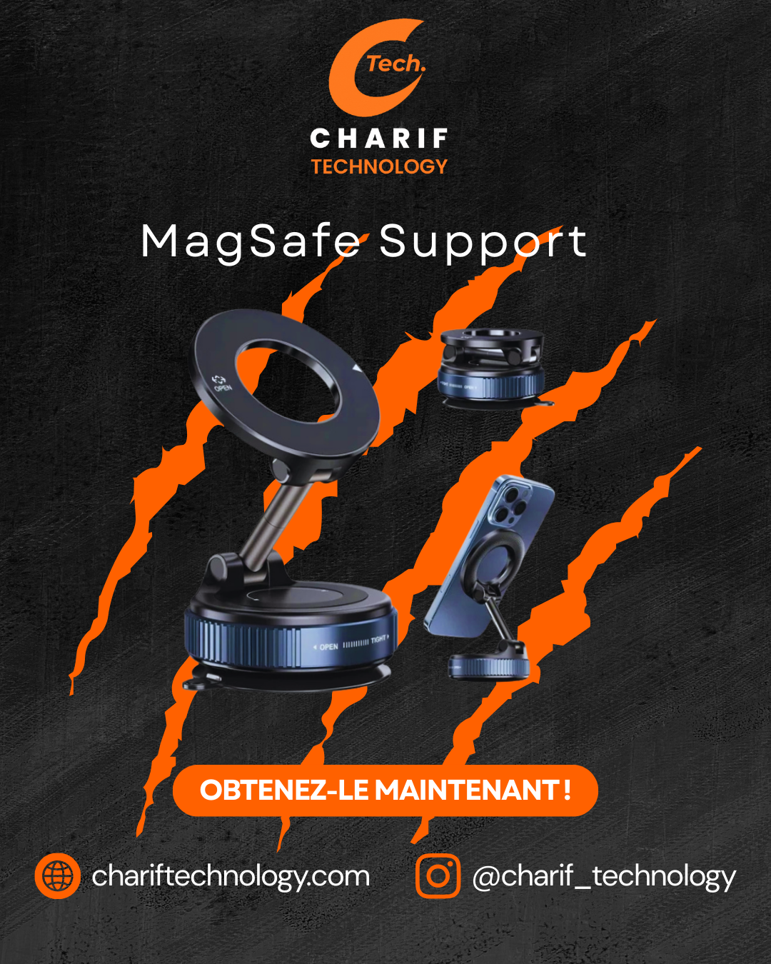 دعم Magnétique Voiture – متوافق مع MagSafe