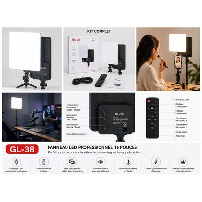 Gl-38 Led Panel Light – Éclairage Photo & Vidéo Haute Luminosité