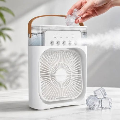 Ventilateur Brumisateur Portable Rafraîchisseur d’Air 3 en 1 5 Modes Brume LED 7 Couleurs USB-C