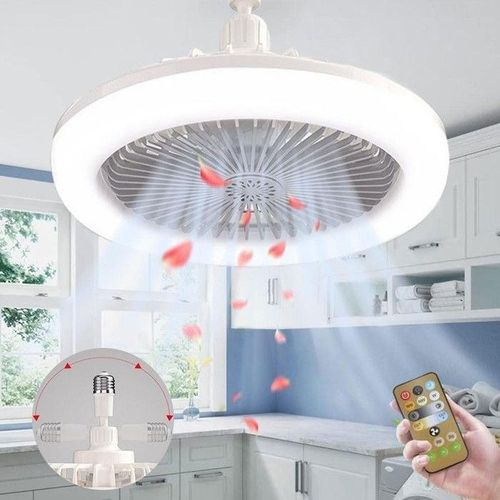 Lampe LED Plafonnier avec Ventilateur Intégré et Télécommande – 2en1 Éclairage + Refroidissement