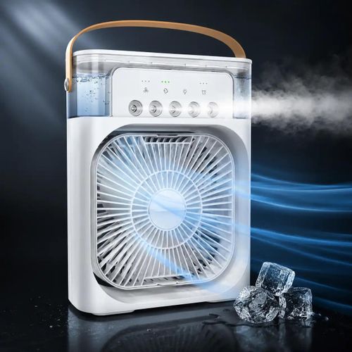 Ventilateur Brumisateur Portable Rafraîchisseur d’Air 3 en 1 5 Modes Brume LED 7 Couleurs USB-C