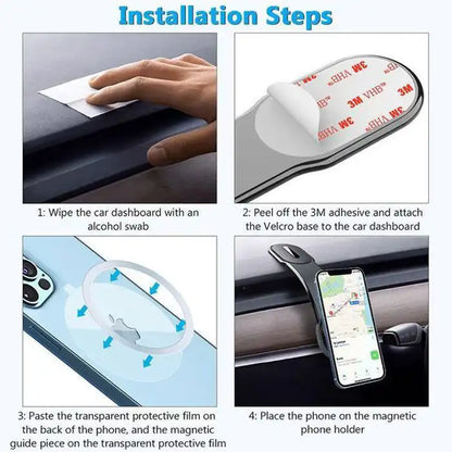 Support de téléphone de voiture magnétique pliable pour tableau de bord avec long tuyau magnétique