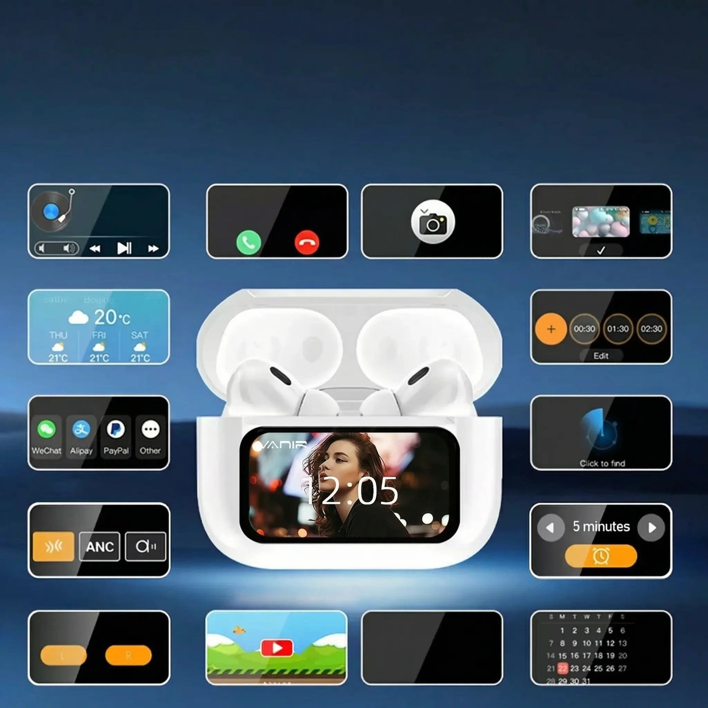 سماعة ايرو برو 2 شاشة لمس + شاحن مجاني هدية 