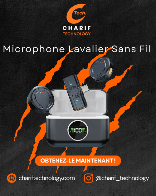 Microphone Lavalier Sans Fil lightning, avec Boîtier de Charge | Son Clair & Professionnel