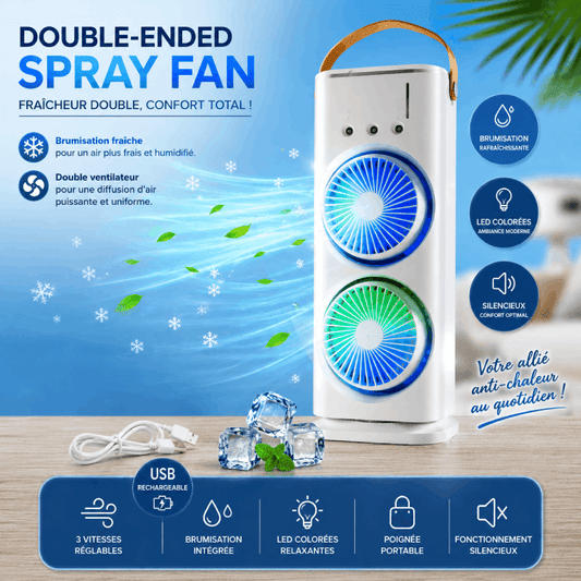 Ventilateur Double Turbine Brumisateur Rechargeable USB